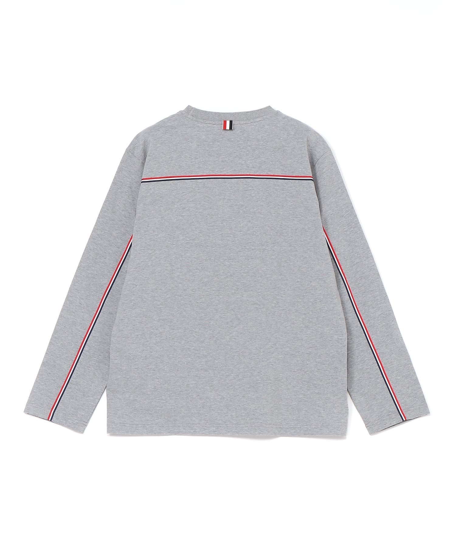 THOM BROWNE OVERSIZED LONG SLEEVE TEE W/ RWB KNIT TRIM IN MEDIUM WEIGHT JERSEY トムブラウン トップス カットソー・Tシャツ グレー【送料無料】