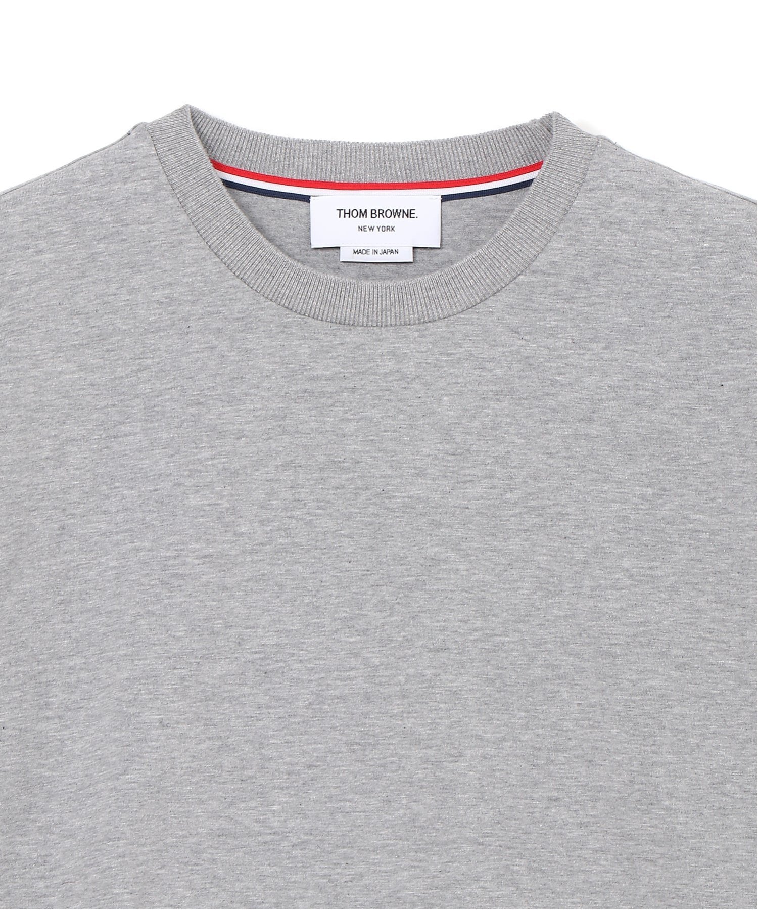 THOM BROWNE OVERSIZED LONG SLEEVE TEE W/ RWB KNIT TRIM IN MEDIUM WEIGHT JERSEY トムブラウン トップス カットソー・Tシャツ グレー【送料無料】