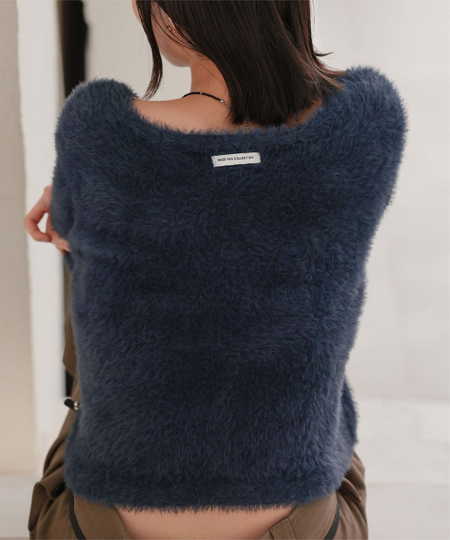 miette 前後2way シャギーニット トップス ニット シャギー コンパクト 配色ボタン ティティベイト トップス ニット ネイビー【送料無料】