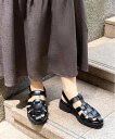 【SALE／30%OFF】RANDA ストレスフリー/ベルトデザイングルカサンダル ランダ シューズ・靴 サンダル ブラック グレー ホワイト【送料無料】