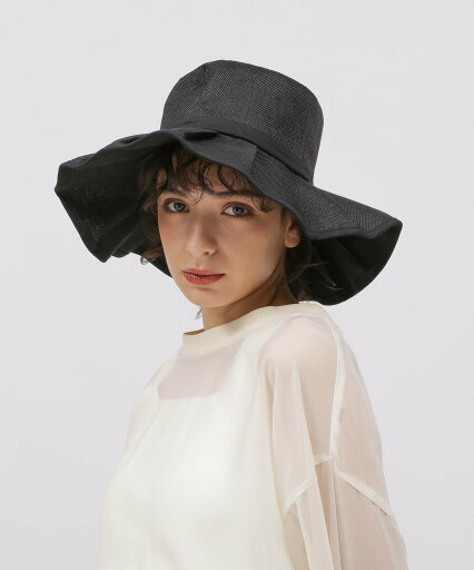 【SALE/34%OFF】LAKOLE ジュート風フリルハット ラコレ 帽子 ハット ブラック ベージュ 【SALE/34%OFF】LAKOLE ジュート風フリルハット ラコレ 帽子 ハット ブラック ベージュ