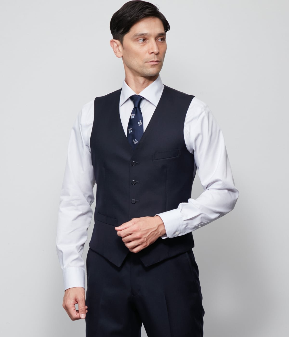 NEWYORKER MEN HERITAGE CLOTH 無地 サキソニー オッドベスト(セットアップ対応) ニューヨーカー スーツ・フォーマル セットアップスーツ ネイビー【送料無料】