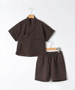 SHIPS KIDS SHIPS KIDS:90cm /<吸水速乾/UVカット>チェック 甚平 シップス 着物・浴衣・和装小物 浴衣 ブラウン【送料無料】