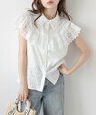 La-gemme ラッフルレースブラウス ラジュール トップス シャツ・ブラウス ブラック ホワイト【送料無料】