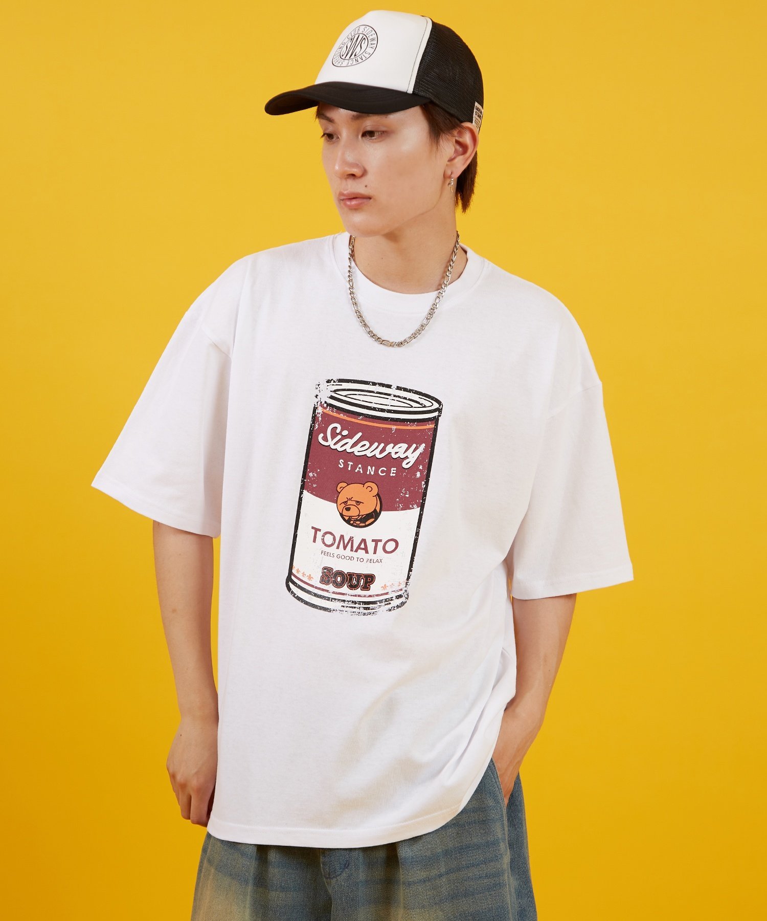 【SALE／50%OFF】SIDEWAY STANCE SIDEWAY STANCE サイドウェイスタンス スープ缶 半袖Tシャツ インプローブス トップス カットソー・Tシャツ ホワイト ブラック
