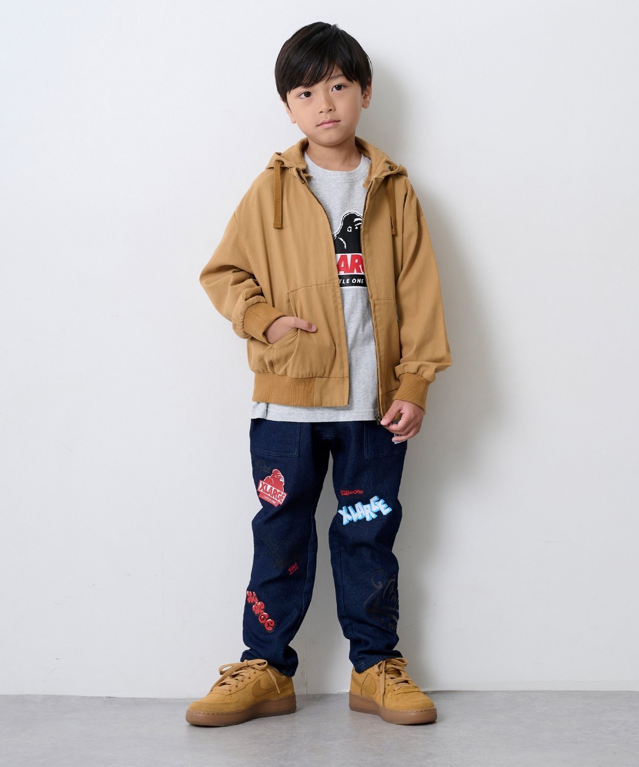 XLARGE KIDS 総柄カットデニムテーパードパンツ ナルミヤオンライン パンツ ジーンズ・デニムパンツ ブ..