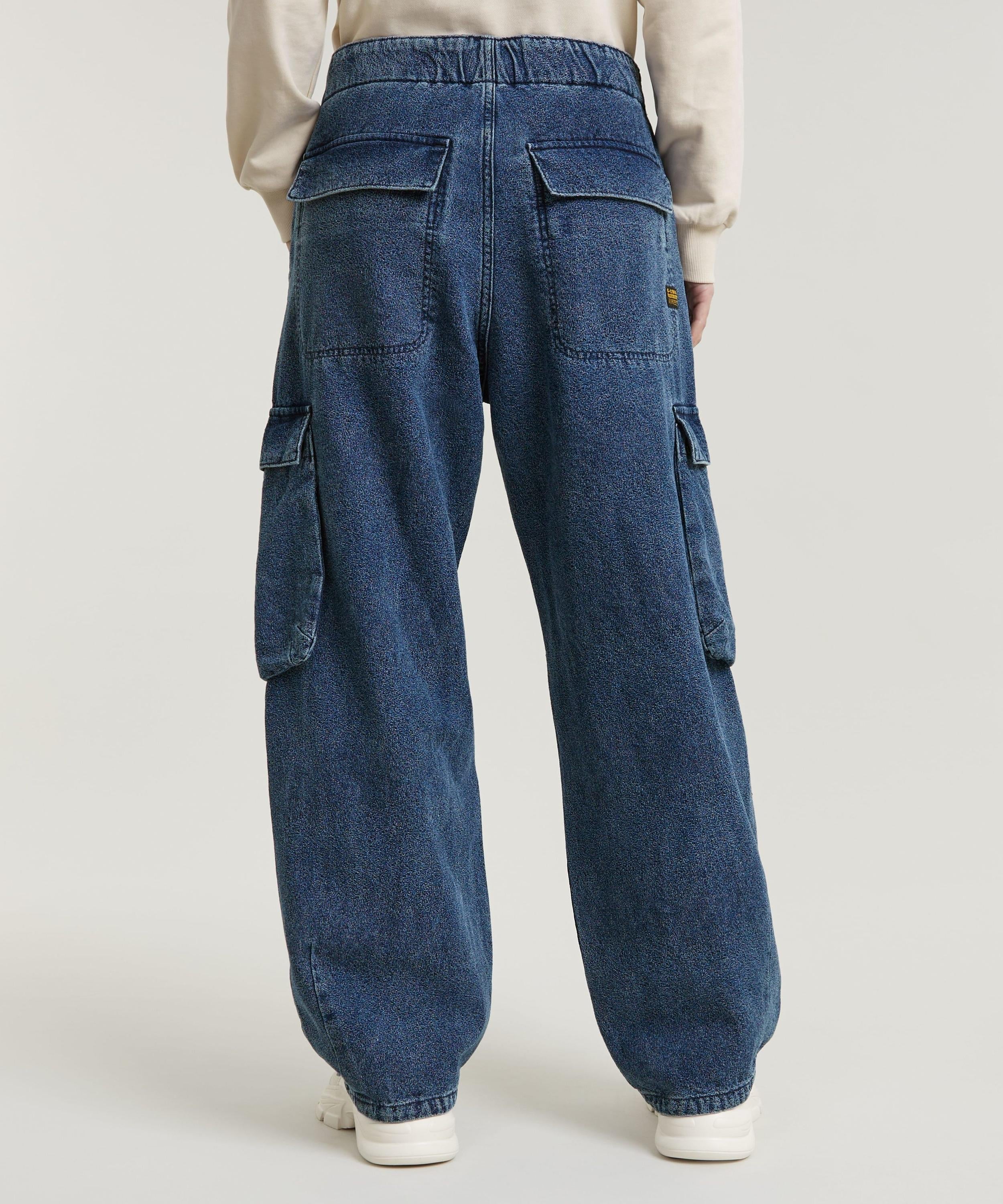 【公式ショップ】COCOON PANTS/ワイドシルエットデニムカーゴパンツ/ジャガードデニム ジースターロゥ パンツ ジーンズ・デニムパンツ ブルー