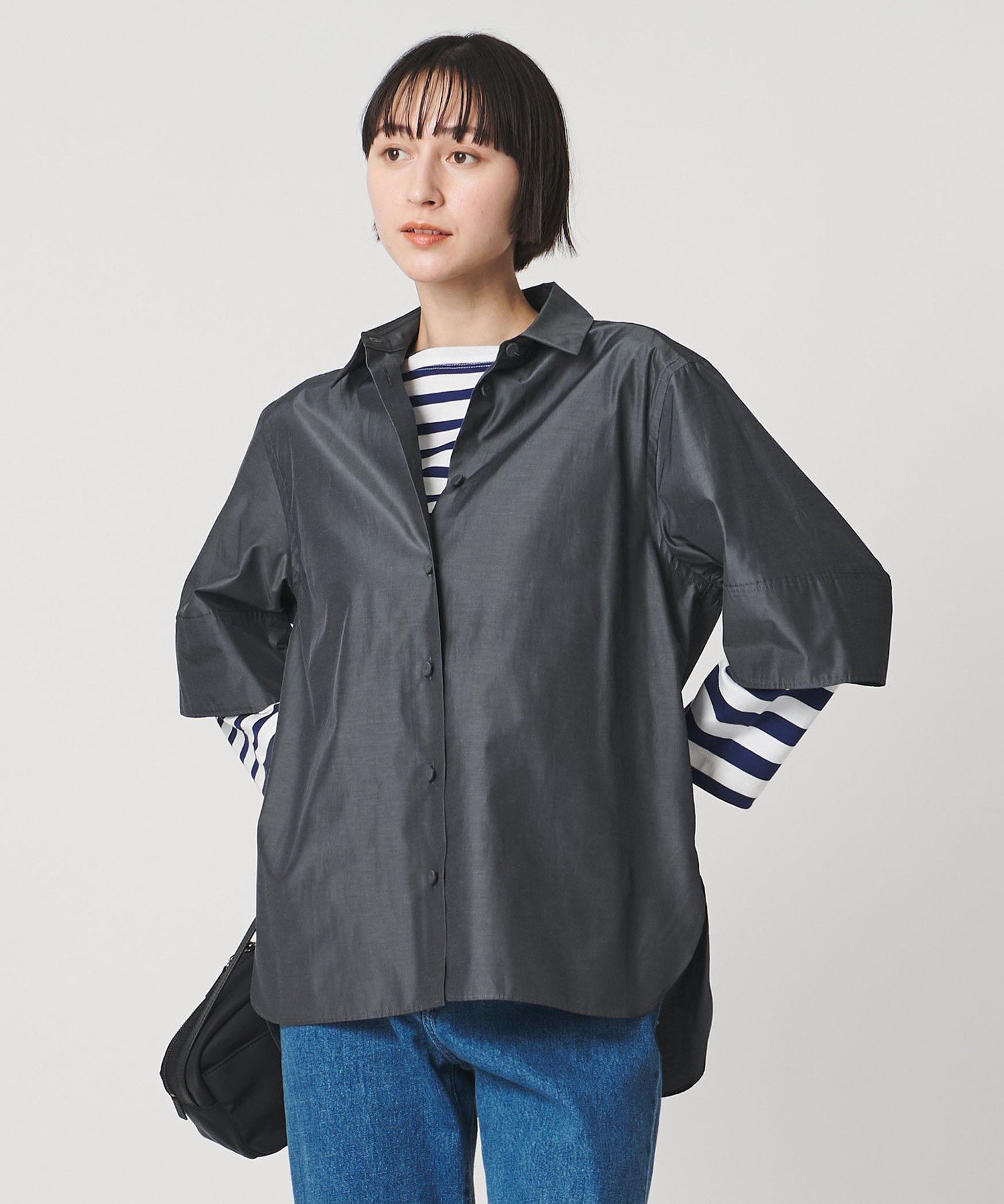 【SALE／40%OFF】UNITED ARROWS デニムライク ブライトローン シャツ -ウォッシャブル- ユナイテッドアローズ トップス シャツ・ブラウス グレー【送料無料】