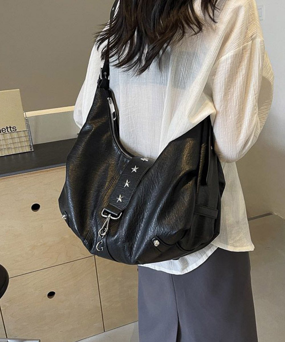 【SALE／29%OFF】miniministore ホーボーバッグアイレットショルダーバッグ ミニミニストア バッグ ショルダーバッグ ブラック