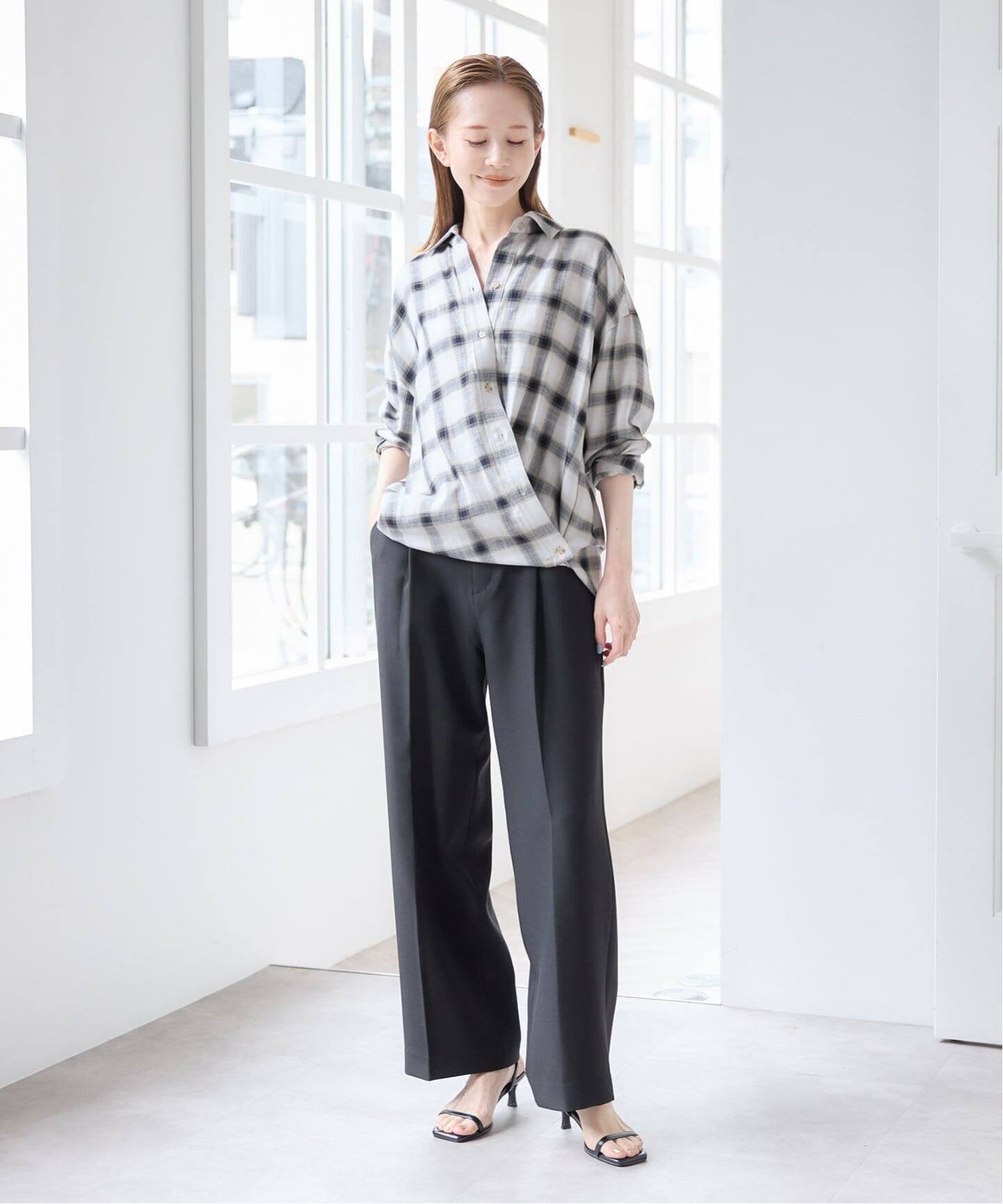 U by SPICK&SPAN 《予約》チェック 2WAYシャツ ユーバイスピックアンドスパン トップス シャツ・ブラウス ブラウン グレー