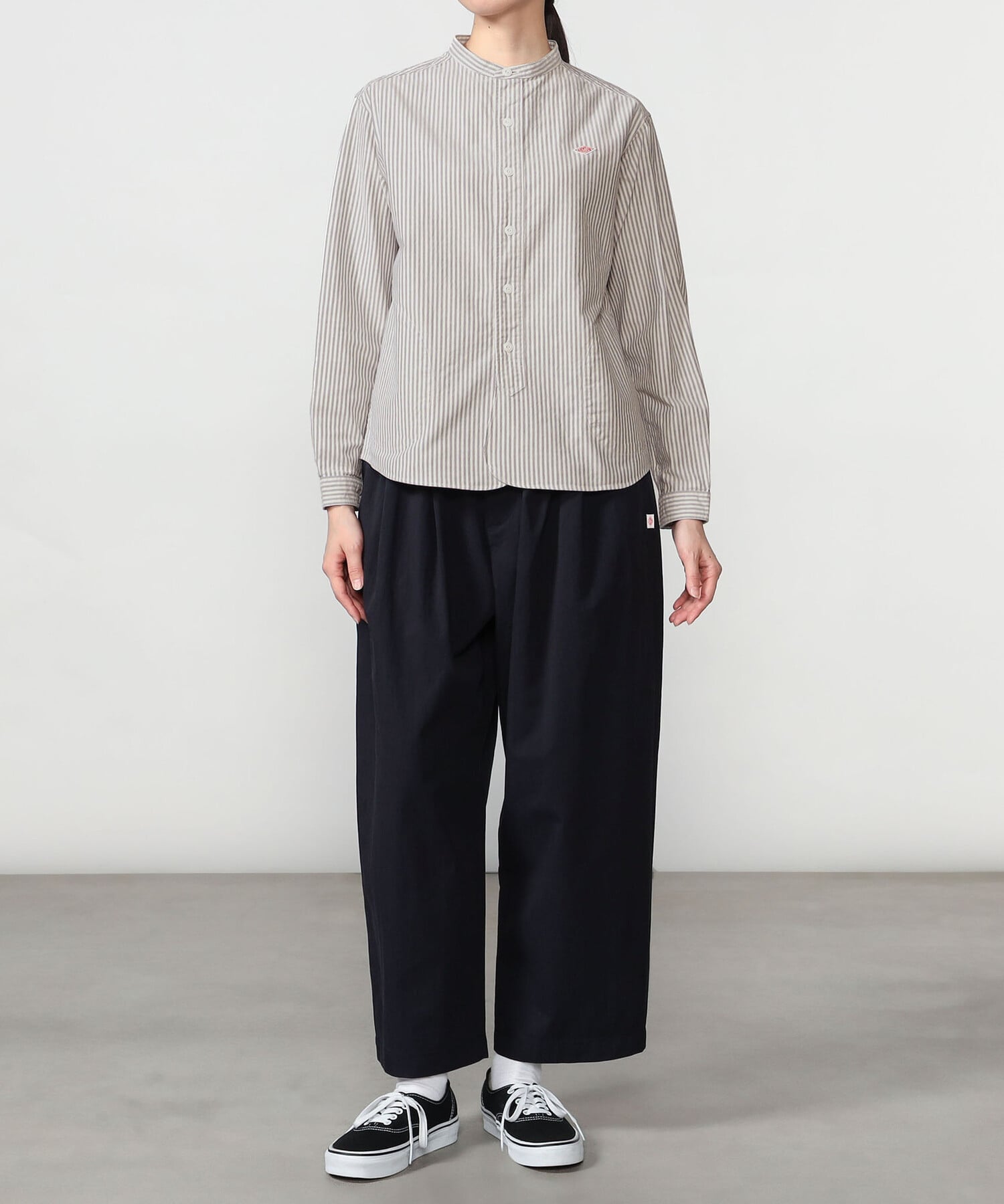 Bshop DANTON ｜ オックスフォード バンドカラーシャツ STRIPE WOMEN ビショップ トップス シャツ・ブラウス ネイビー
