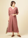 【SALE/50%OFF】DOUX ARCHIVES キーネックニットワンピース ドゥアルシーヴ ワンピース シャツワンピース ピンク ベージュ【送料無料】