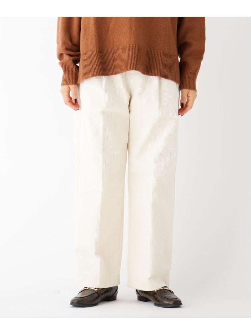 【SALE／30%OFF】OPAQUE.CLIP ネオサーモ コーデュロイワイドパンツ【WEB限定サイズ】 オペークドットクリップ パンツ/ジーンズ フルレングス ホワイト グリーン ベージュ