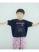 LOWRYS FARM K/monmimiアルパカT ローリーズファーム カットソー キッズカットソー ネイビー ブルー ベージュ