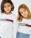 TOMMY HILFIGER 【90~165cm展開】ロゴロングスリーブTシャツ トミーヒルフィガー トップス カットソー・Tシャツ ホワイト ネイビー ブルー【送料無料】