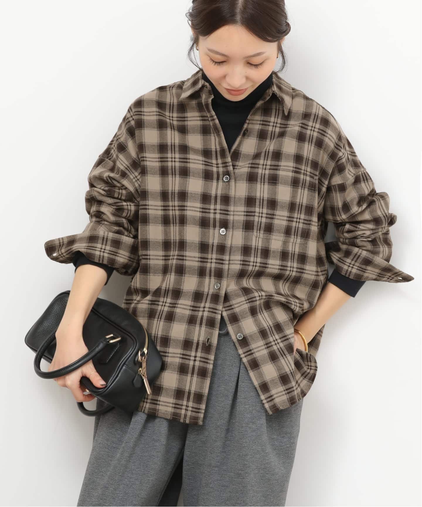 JOURNAL STANDARD relume 《予約》CHECKオーバーサイズシャツ ジャーナル スタンダード レリューム トップス シャツ・ブラウス ベージュ【送料無料】のサムネイル