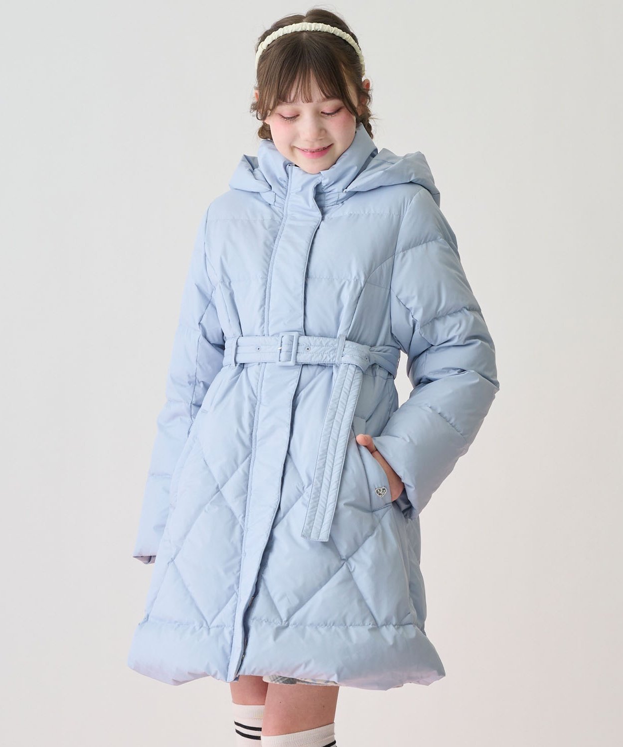 mezzo piano Junior 【撥水】リボンベルトつき美シルエットロングダウン ナルミヤオンライン ジャケット・アウター ブルゾン・ジャンパー ピンク ...