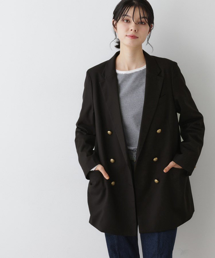 【SALE／30%OFF】Dessin ウール混ダブルジャケット デッサン ジャケット・アウター テーラードジャケット・ブレザー ネイビー ブラウン【送料無料】