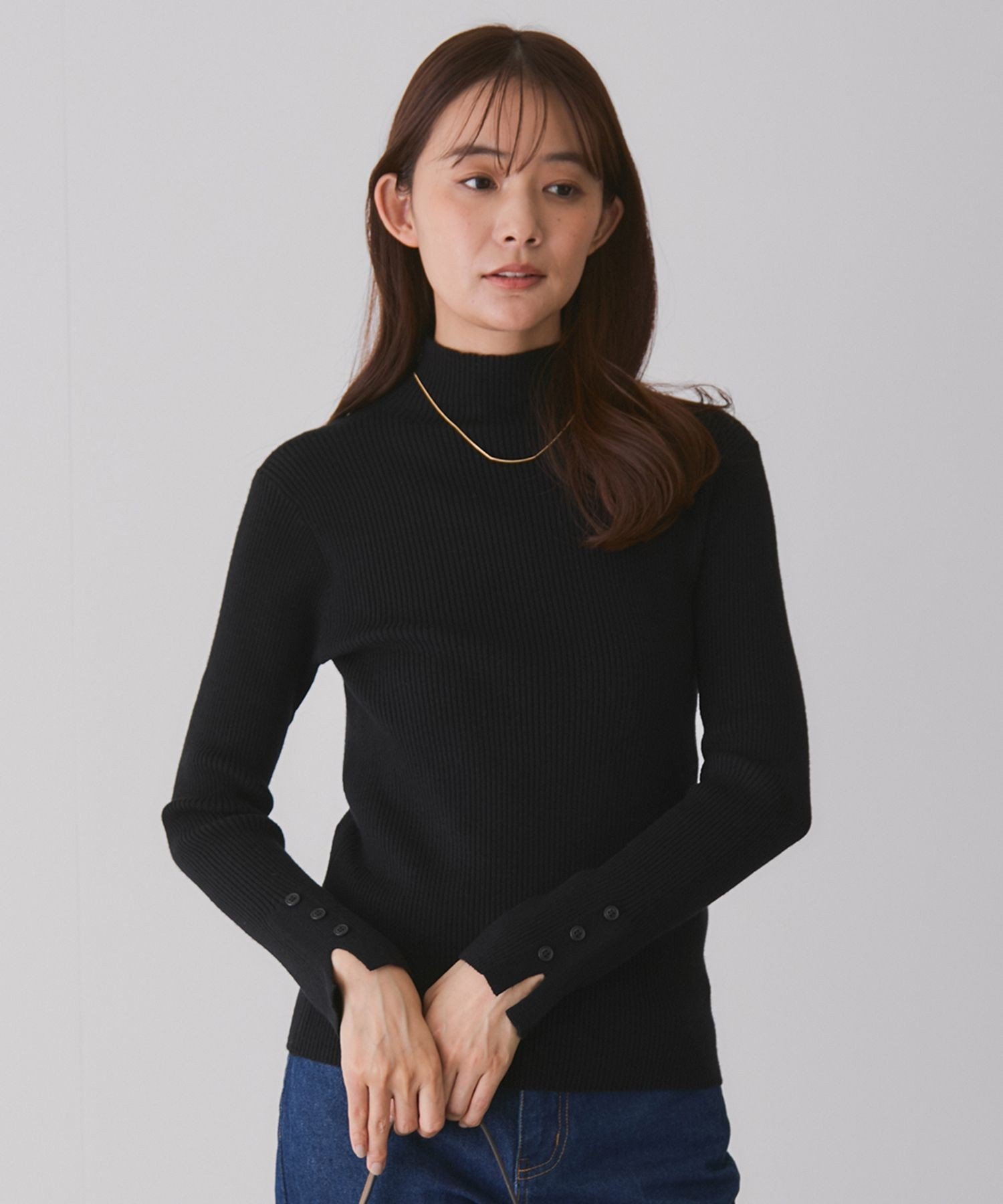 JAYRO 袖口ボタン付きニット ジャイロ トップス ニット ブラック ベージュ ホワイト【送料無料】