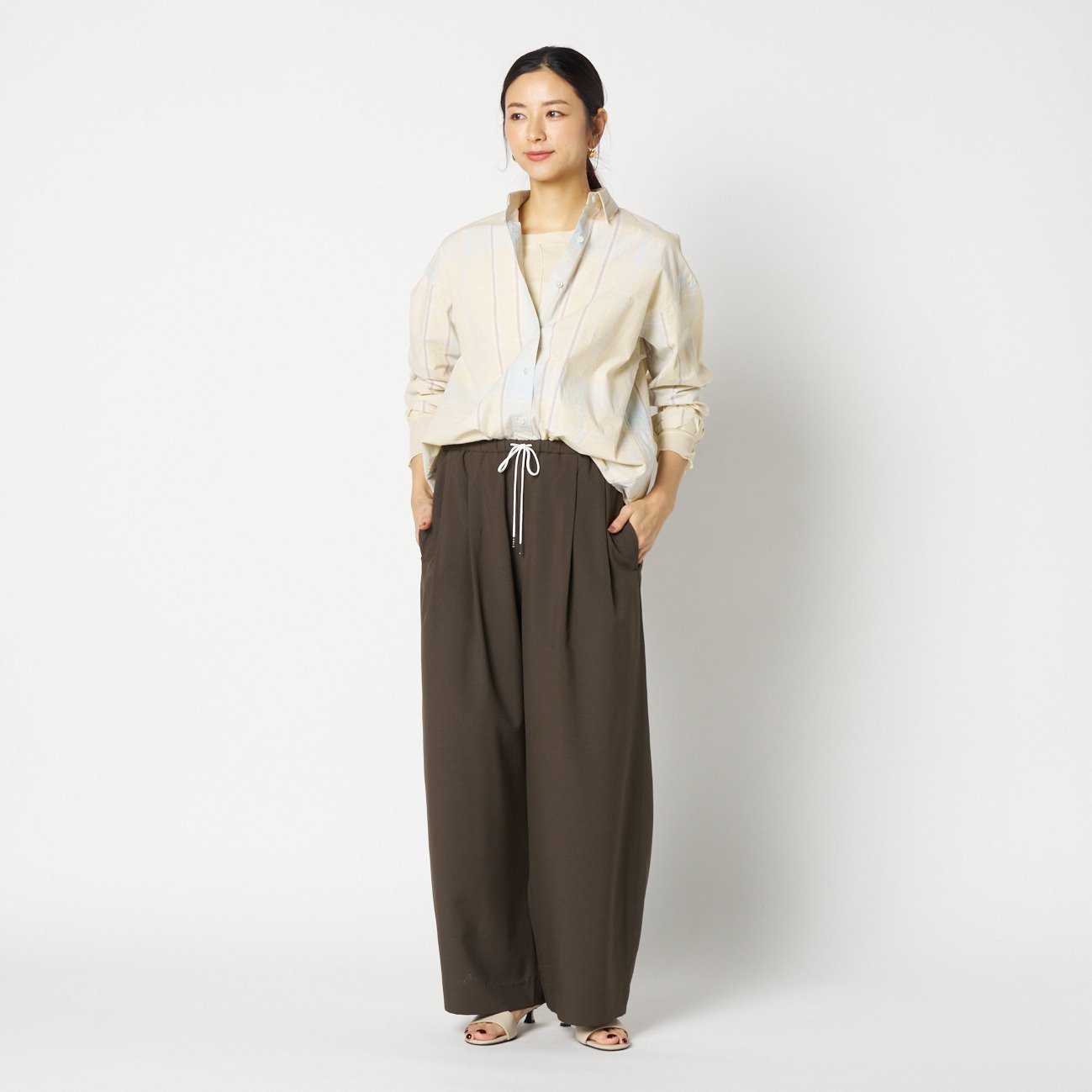 HELIOPOLE the EDITOR SHIRT (PALE PLAID) エリオポール トップス シャツ・ブラウス ブルー イエロー