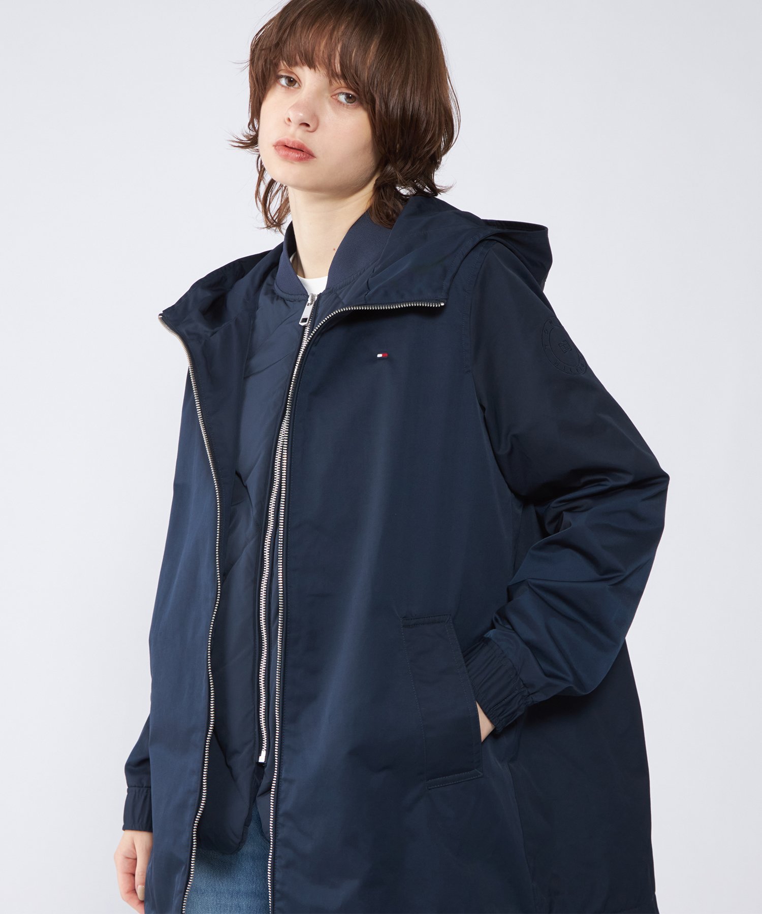 【SALE／40%OFF】TOMMY HILFIGER (W)TOMMY HILFIGER(トミーヒルフィガー)デタッチャブルキルティングパーカー トミーヒルフィガー ジャケット・アウター ブルゾン・ジャンパー ネイビー ブラック ベージュ【送料無料】