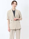 m.f.editorial 麻調合繊 半袖ダブルジャケット ベージュ(セットアップ可能) タカキュー ジャケット・アウター テーラードジャケット・ブレザー ベージュ【送料無料】(4)