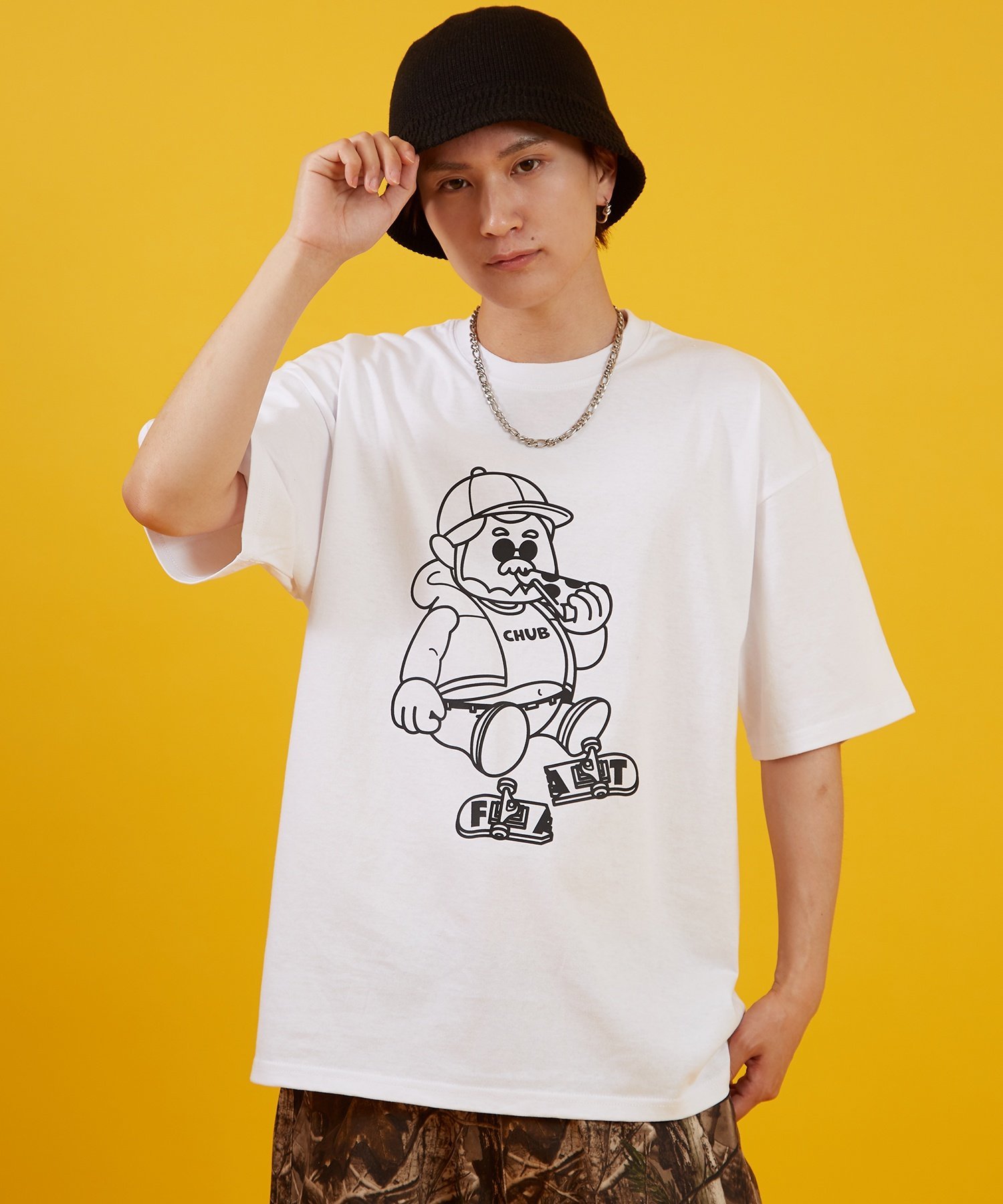【SALE／50%OFF】SIDEWAY STANCE SIDEWAY STANCE サイドウェイスタンス ファットマン 半袖Tシャツ インプローブス トップス カットソー・Tシャツ ホワイト ブラック