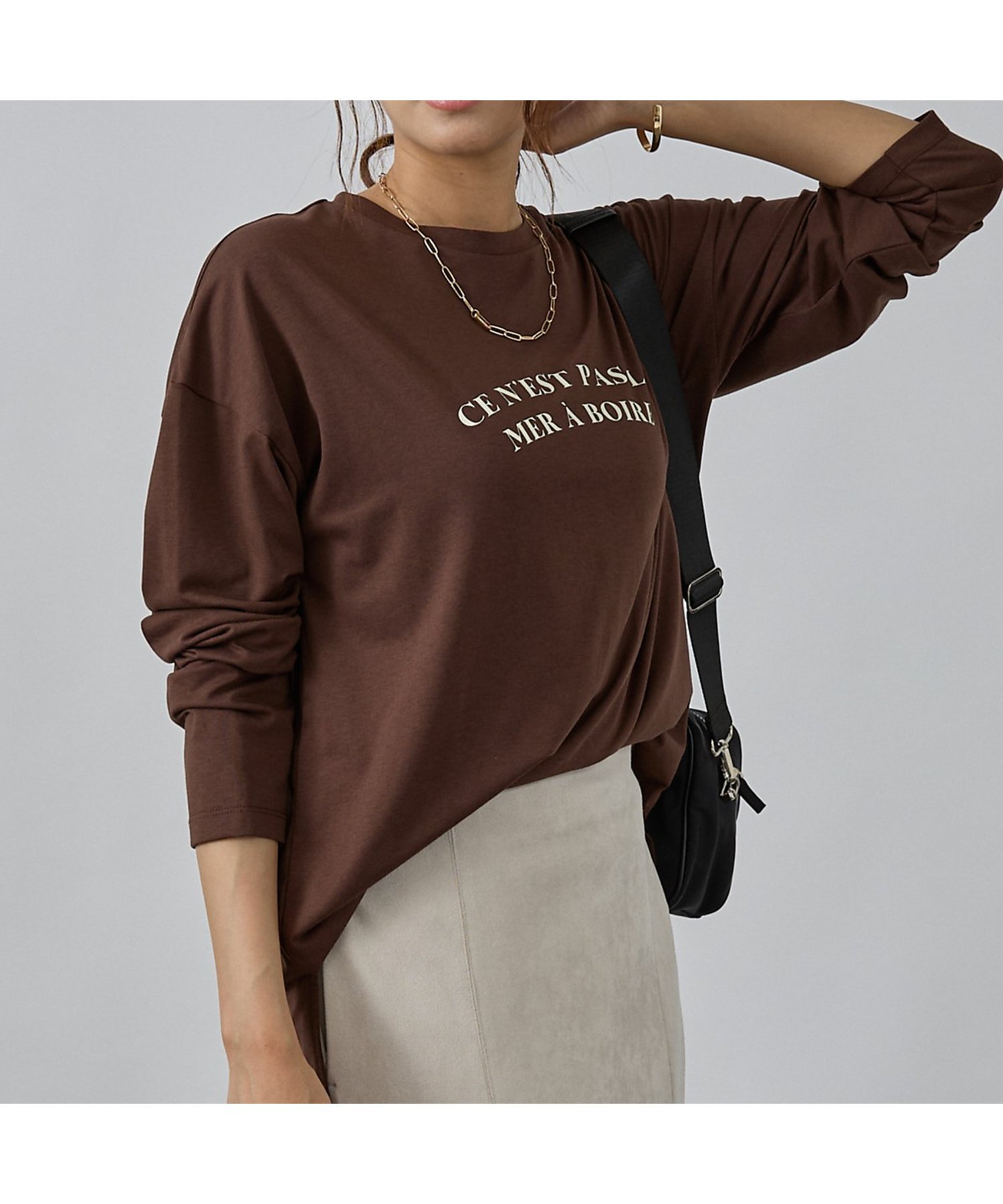 abahouse mavie ロゴロンT【予約】 アバハウス マヴィ トップス カットソー・Tシャツ グレー ブラウン ホワイト【送料無料】のサムネイル