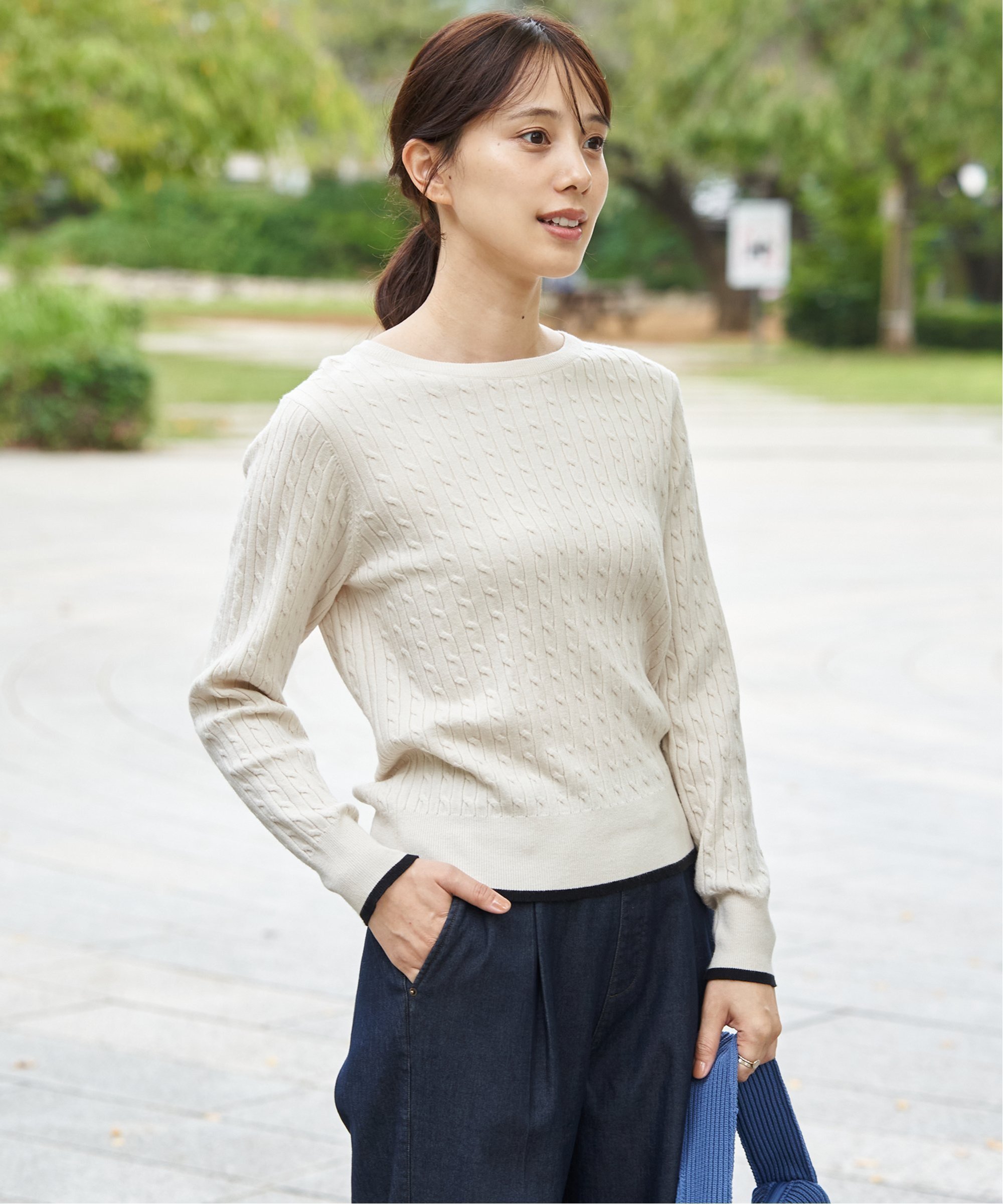 IKKA LOUNGE ミニケーブルニットプルオーバー イッカ トップス ニット シルバー ベージュ ホワイト ブラック