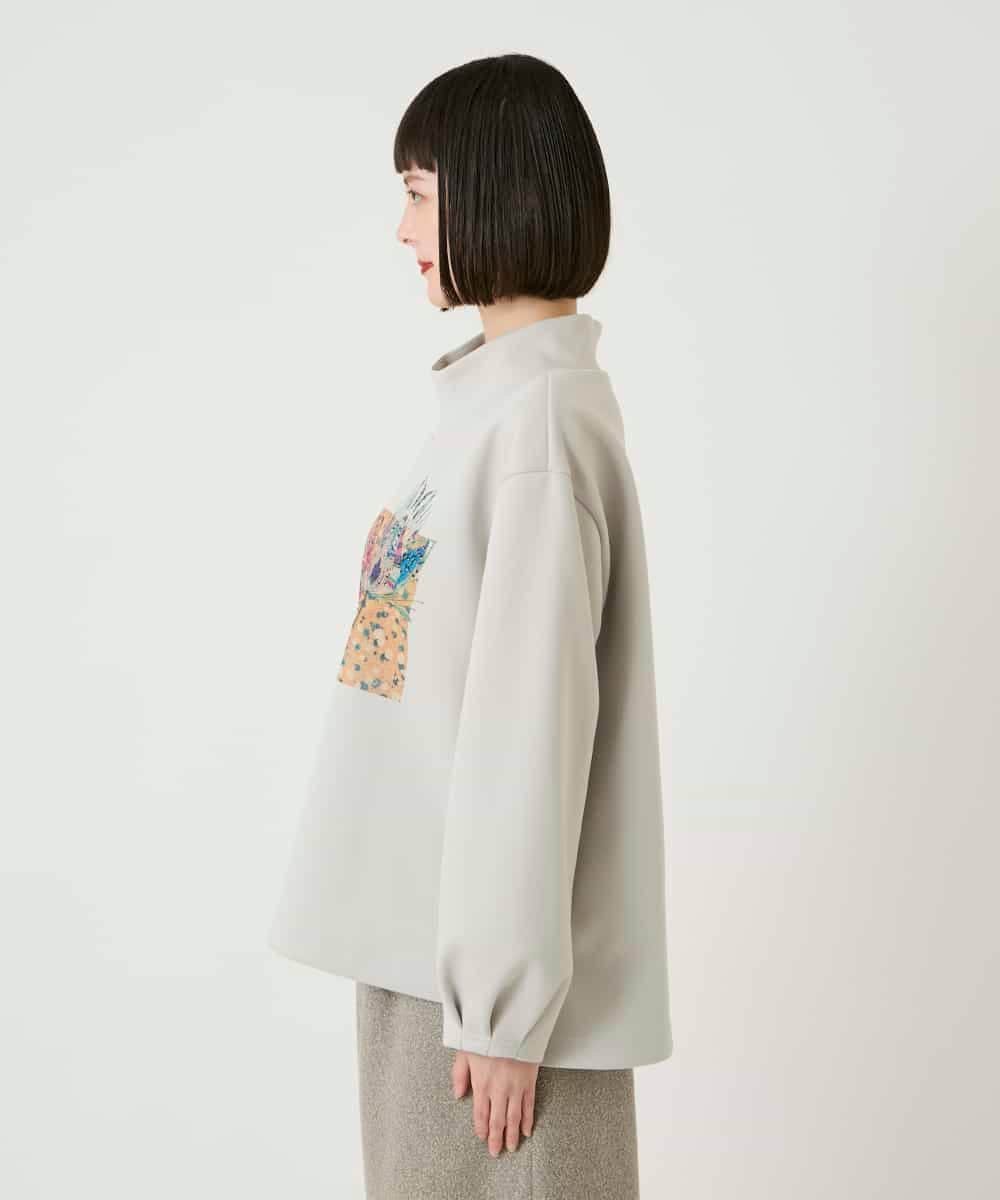 HIROKO BIS 幾何アートフラワーボンディングプルオーバー /洗える ヒロコ ビス トップス カットソー・Tシャツ ベージュ