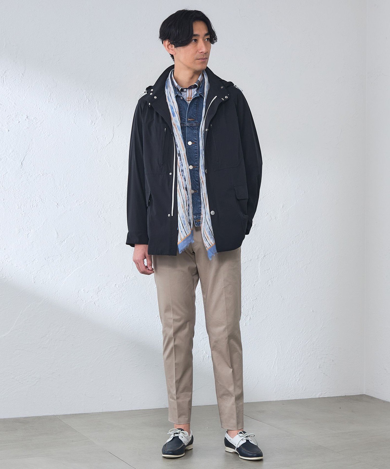 BAKER STREET 【はっ水】【ウォッシャブル】BEYONTECH(R) マリンパーカーブルゾン ベイカー・ストリート ジャケット・アウター ブルゾン・ジャンパー ネイビー イエロー【送料無料】
