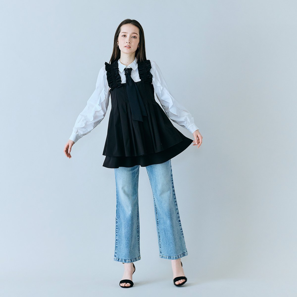 Audie a Muses タックデザインビスチェ ローズティアラ トップス シャツ・ブラウス ブラック【送料無料】
