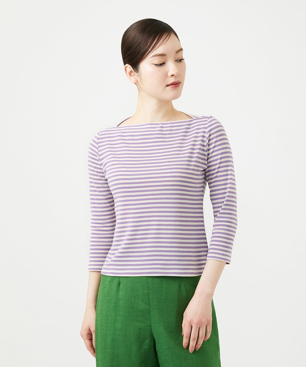 Sybilla ボーダーボートネックカットソー シビラ トップス カットソー・Tシャツ グリーン パープル