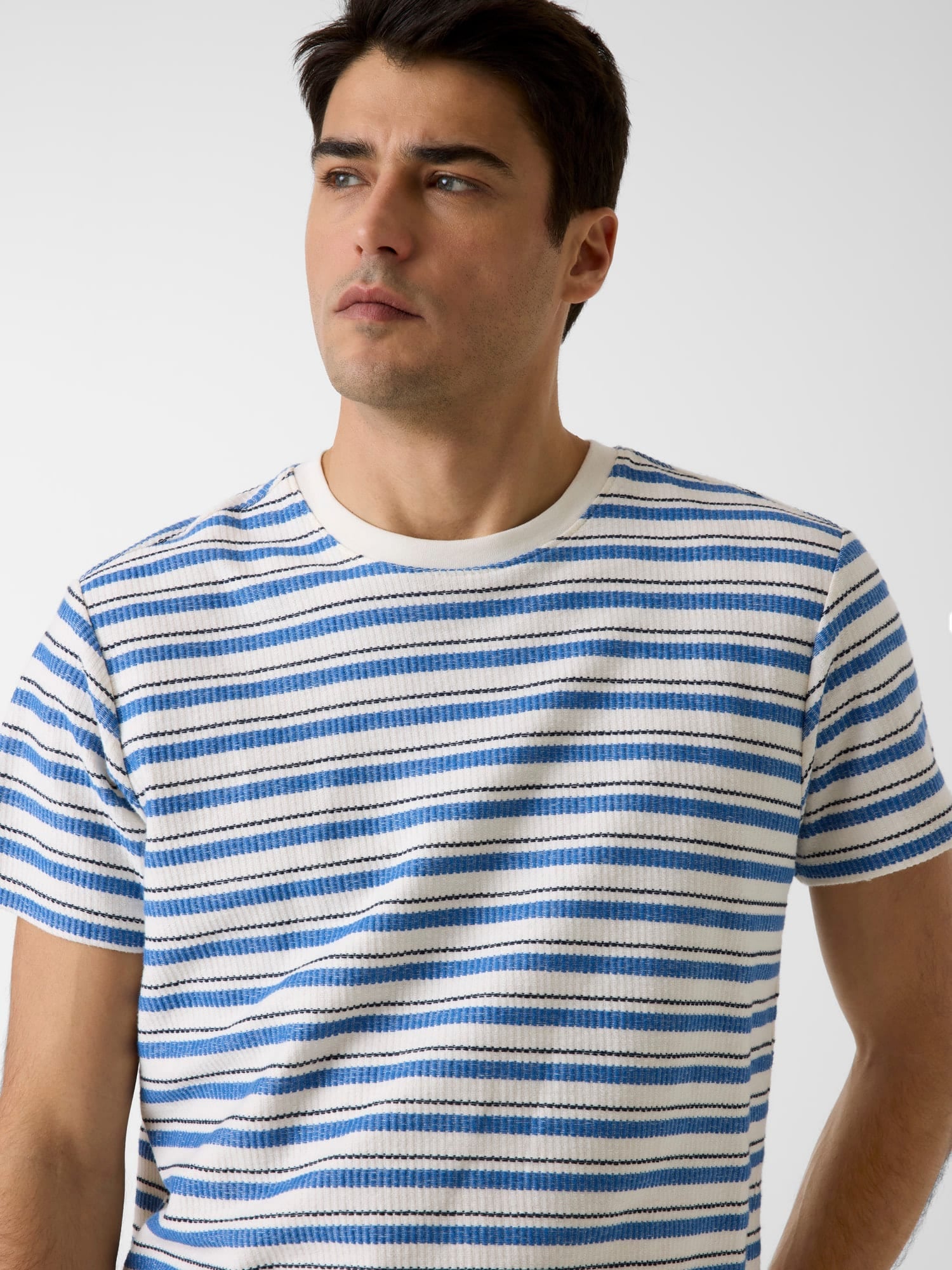 GUESS/(M)MARINA Stripe Knit Crew ゲス トップス カットソー・Tシャツ ブルー