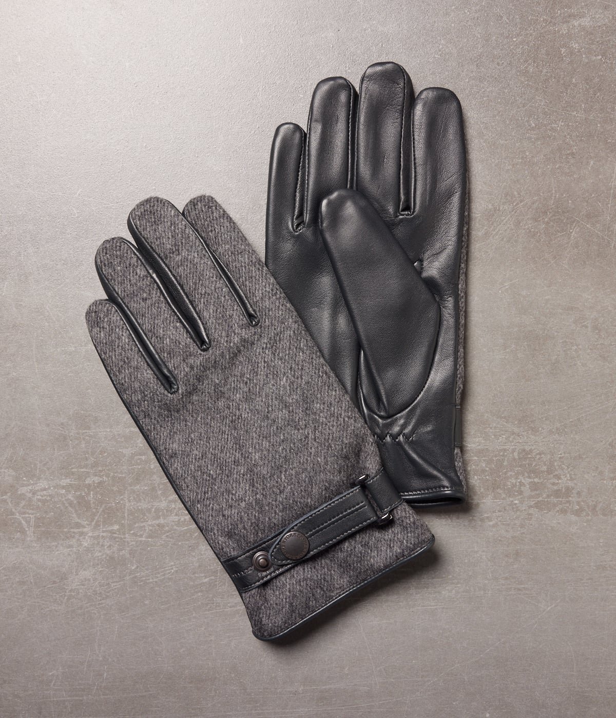 【SALE／35%OFF】NEWYORKER MEN カシミヤ混 ファブリック×レザーグローブ ニューヨーカー ファッション雑貨 手袋 グレー ブラック【送料無料】