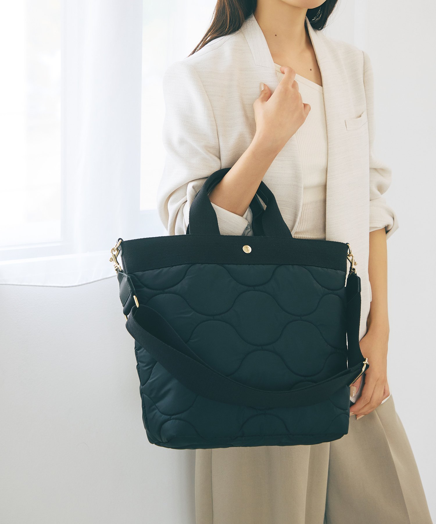 Breath TOPKAPI RIPPLE キルティング ショルダーバッグ 撥水 軽量 トプカピ バッグ トートバッグ カーキグリーン ブラック ブラウン【送料無料】のサムネイル