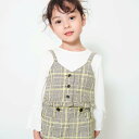 branshes 【おそろい】チェックビスチェセット ブランシェス トップス カットソー・Tシャツ ブラウン ブラック