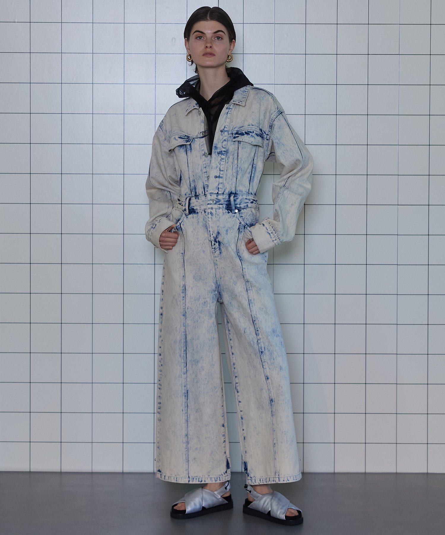 MAISON SPECIAL Denim Jumpsuit メゾンスペシャル オールインワン・オーバーオール オールインワン・つなぎ ホワイト ブルー ピンク【送料無料】のサムネイル