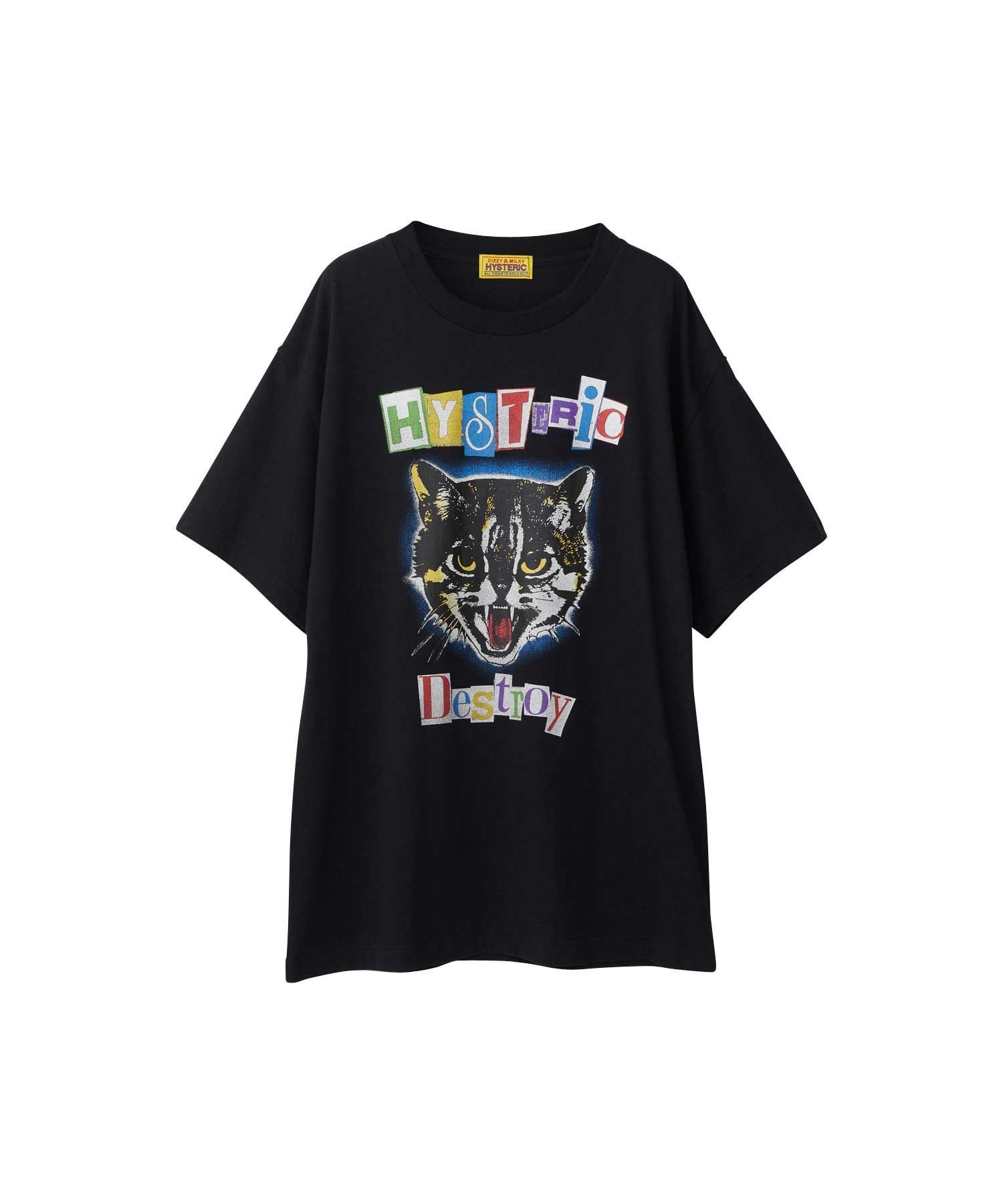 HYSTERIC GLAMOUR CAT SCRATCH FEVER オーバーサイズTシャツ ヒステリックグラマー トップス カットソー Tシャツ ブラック レッド グリーン【送料無料】