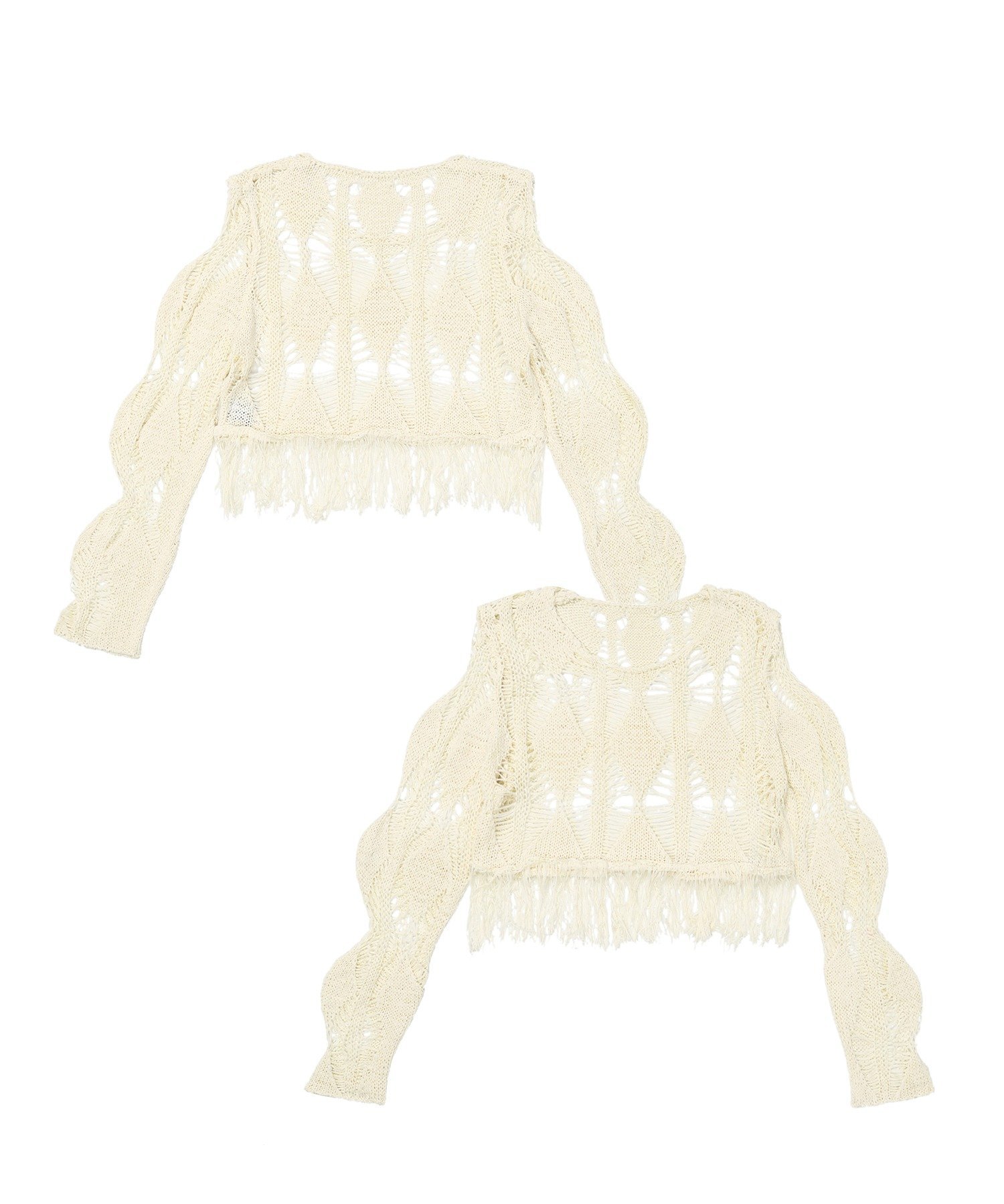 HOOK 【HOOK】for girls 透かし編みフリンジサマーニット アイモハ トップス カットソー・Tシャツ ピン..