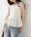 【SALE/42%OFF】La-gemme フラワーモチーフチュールキャミソール ラジュール トップス キャミソール ブラック ベージュ
