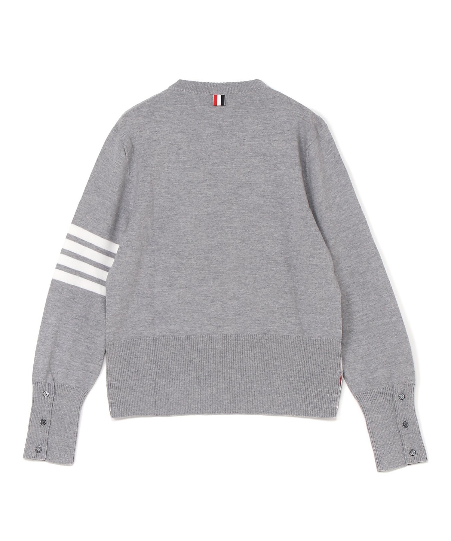 THOM BROWNE HECTOR ICON INTARSIA CREW NECK PULLOVER IN MERINO WOOL W/4 BAR STRIPE トムブラウン トップス ニット グレー【送料無料】