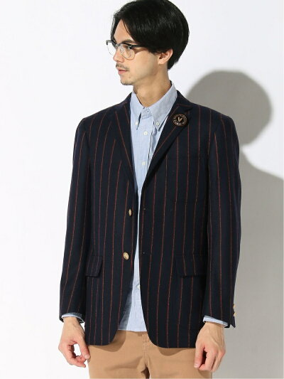 Wool Nylon Ivy Stripe Blazer BW39504: Navy Wool Nylon Ivy Stripe Blazer BW39504: Navy