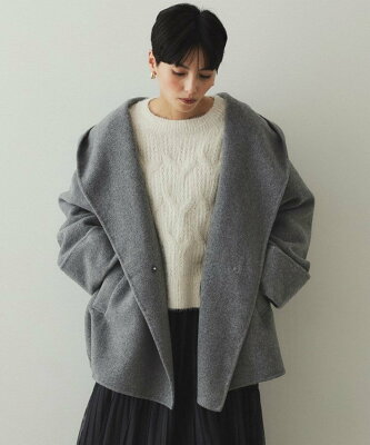 【SALE/30%OFF】OPAQUE.CLIP ウール混フードショールカラーミドルコート オペークドットクリップ ジャケット・アウター その他のジャケット・アウター グレー ベージュ【送料無料】