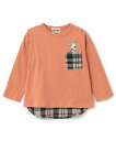 【SALE/50%OFF】Love&Peace&Money 【人気商品再入荷】【直営店で取り扱い無し】チェックポケット長袖Tシャツ ナルミヤオンライン トップス カットソー・Tシャツ ネイビー ブラウン