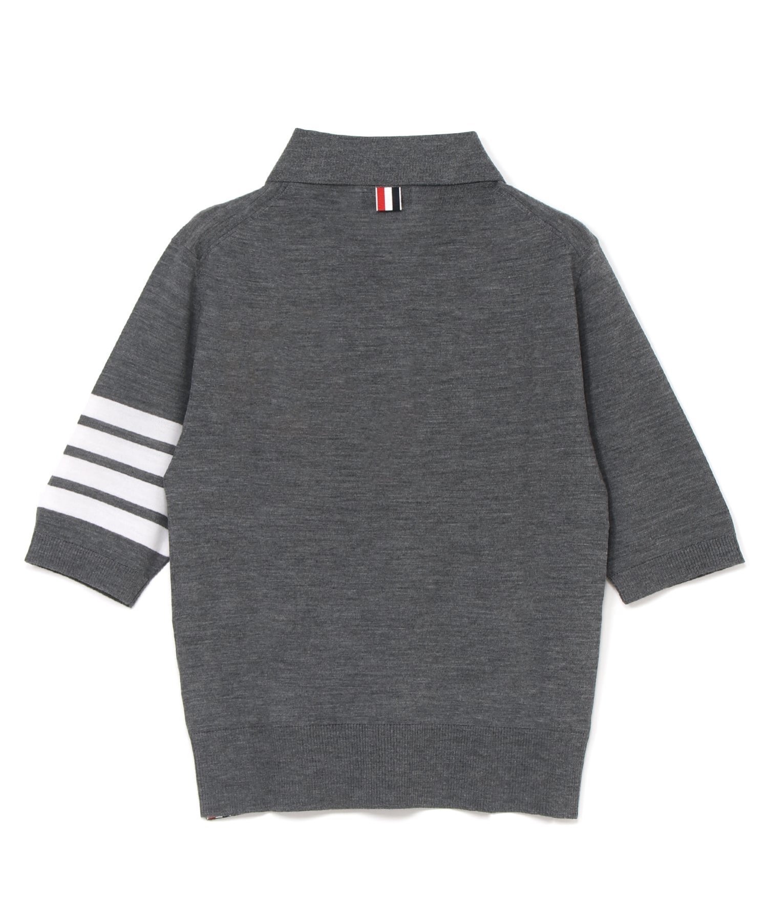 THOM BROWNE SHORT SLEEVE POLO IN FINE MERINO WOOL トムブラウン トップス ポロシャツ グレー【送料無料】
