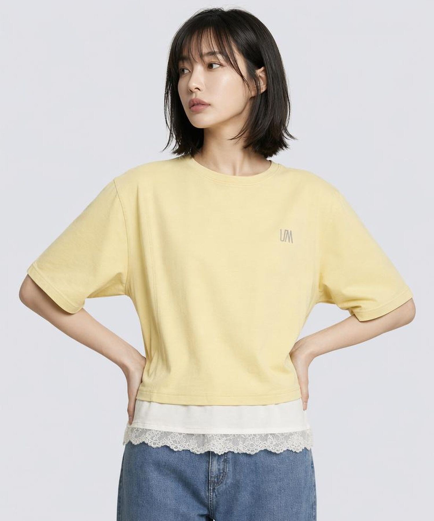 LEPSIM ワイド刺繍ロゴT レプシィム トップス カットソー・Tシャツ グリーン グレー ホワイト