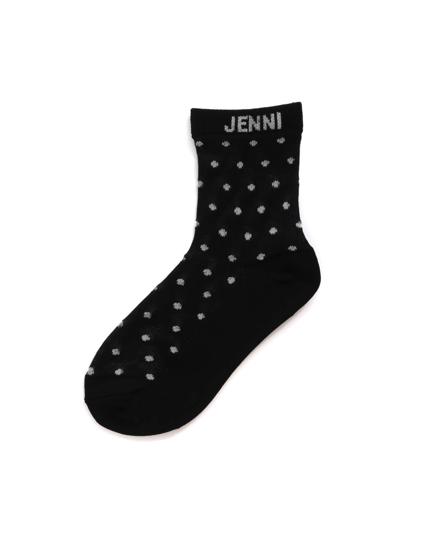 JENNI ドットシースルークルーソックス ジェニィオンラインショップ 靴下 レッグウェア 靴下 ブラック ブルー パープル