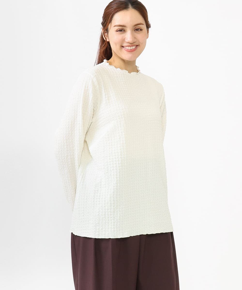 【大きいサイズ】ぽこぽこカットソー エウルキューブ トップス カットソー・Tシャツ ブラック ホワイト ブルー パープル