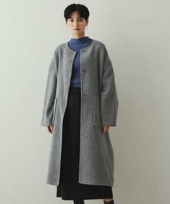 【SALE/30%OFF】OPAQUE.CLIP 《マフラー付き》ウール混ノーカラーコート オペークドットクリップ ジャケット・アウター その他のジャケット・アウター ベージュ グレー【送料無料】